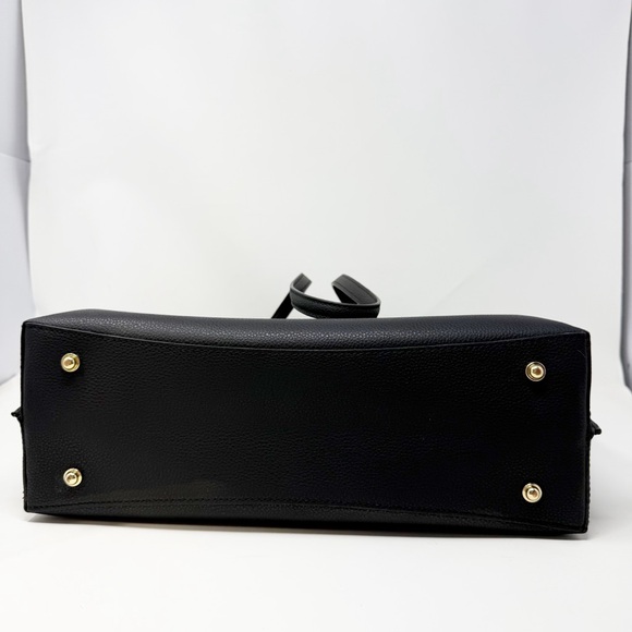 Quince Italian Leather Triple Compartment Shopper Tote Bag Black Work Laptop - Picture 11 of 14